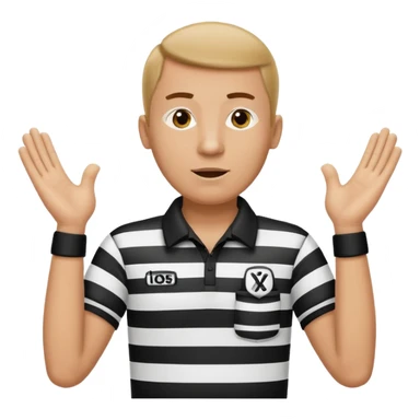 referee with raised arms crossed like an X sticker