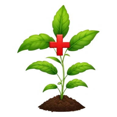 green plant with a red medical cross symbolizing agriculture and health sticker