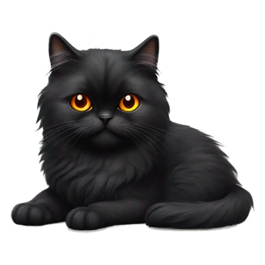 black Persian cat with bright orange eyes and a M tag as her name tag  sticker