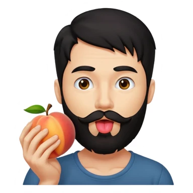Black hair Man red beard licking peach sticker