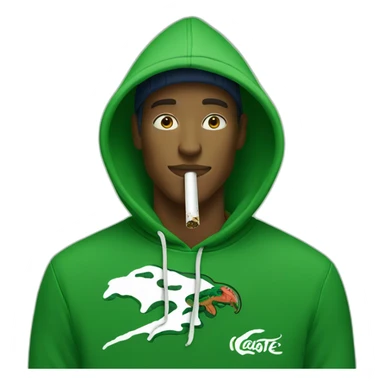 Guy smoking weed using lacoste hoodie sticker