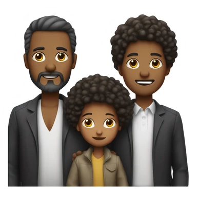 sin barba una familia solo con un padre y dos hijos, un hijo mayor que el otro afro. sticker