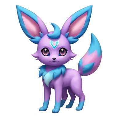 Futuristic Fluffy Celestial Magical Glaceon-Espeon-Sylveon-Umbreon-hybrid, full bod sticker