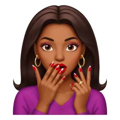 Big lips long nails bestie circle head biting her 1 nail sticker