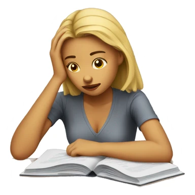 a woman who is sad and studying for college sticker