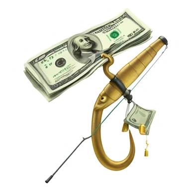 Fishing pole catching cash sticker