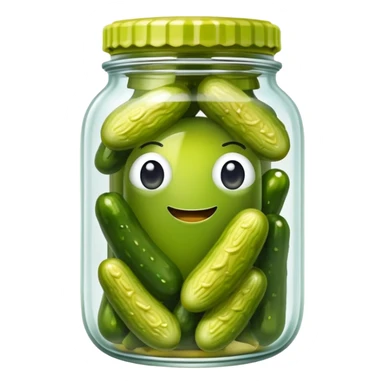 An emoji of a jar filled with pickles, showcasing the briny liquid and vibrant green pickles inside sticker