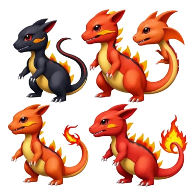 Umbreon-Salandit-Charmander-Charmeleon-Guilmon-fusion sticker
