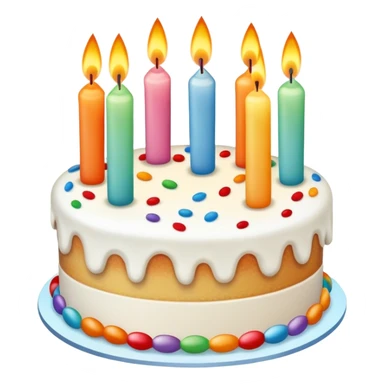 Birthday cake with candles and celebration sticker