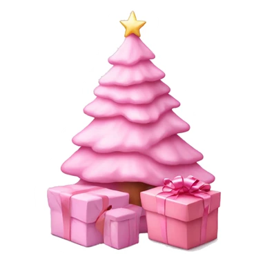 Pastel pink Christmas tree with pink gift sticker