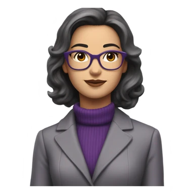 Full torso of Tv show young Diana Prince wearing grey suit with purple turtleneck and eyeglasses  sticker
