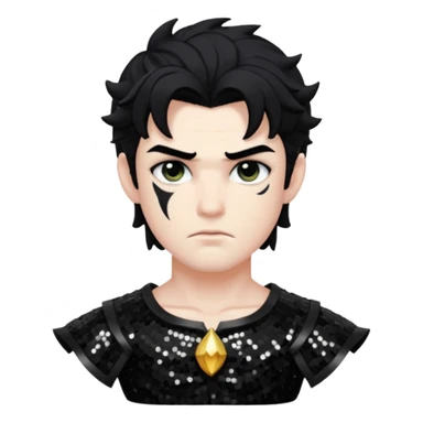 Cronus from Mythology with black hair, black sequin outfit sticker