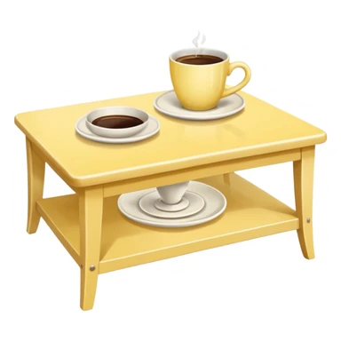light yellow coffe table, coffee on top
 sticker