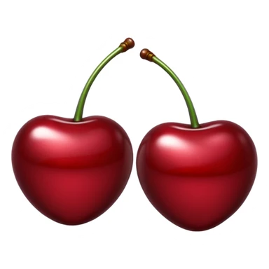 A pair of cherries emoji made of liquid silver chrome, smooth rounded shapes, glossy metallic surface, subtle sensual vibe, luxury sexy aesthetic, iOS emoji style, centered, clean white background sticker