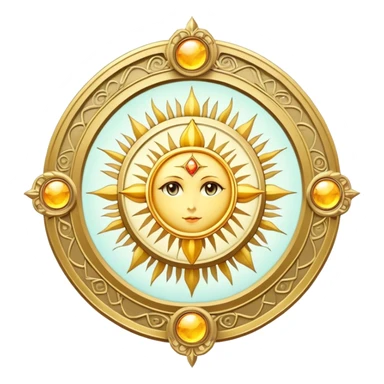 magical tarot-like card inspired by the Clow Cards from Cardcaptor Sakura. The card has ornate golden borders, a sun or moon symbol at the top, and a mysterious illustration in the center. sticker