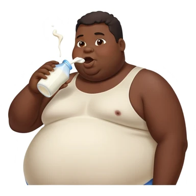 fat black person with tummy hanging out chugging milk sticker