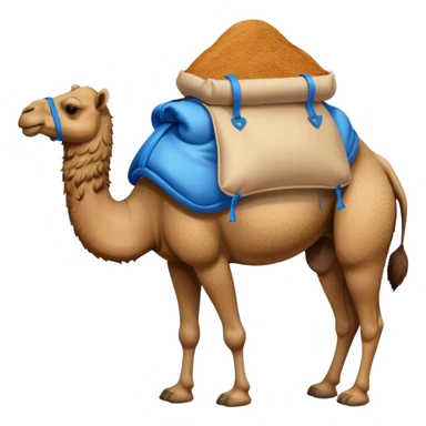 a camel with a blue sack with spices on his back sticker
