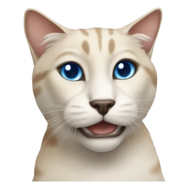 Rex Cornish cat with blue eyes that is beige but has a a darker nose with white spot on the nose sticker