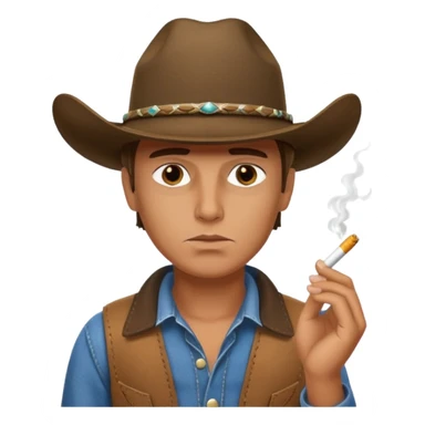 Serious guy with a cowboy hat smoking sticker