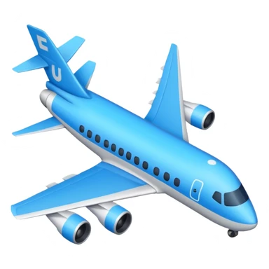 Créame un emoji que sea el contorno de un triángulo y adentro un avión azul  sticker