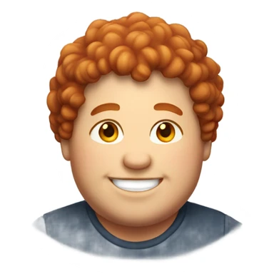Redish curly few hair guy chubby smiling sticker