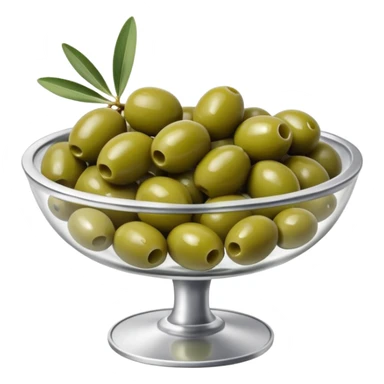 Silver cocktail dish filled with green olives  sticker