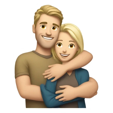 happy caucasian couple hugging sticker