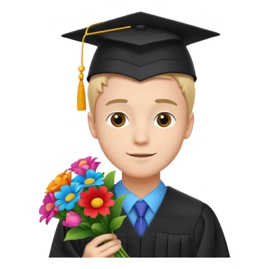 Graduated Students, Male,wearing graduation cap, holding bouquet of flowers
 sticker