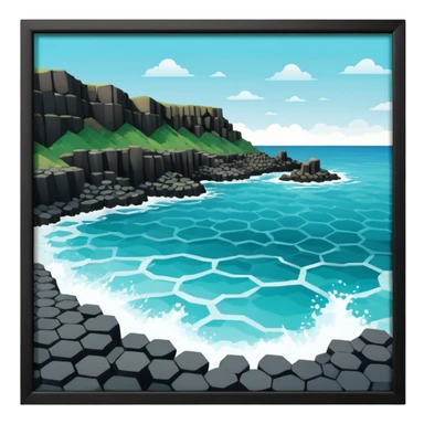 giant's causeway in northern ireland it has hexagonal rock pillars set against the ocean add more ocean sticker