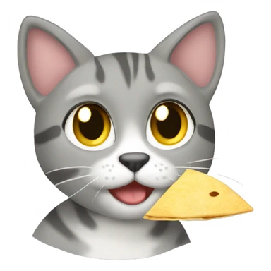 Grey tabby cat eating tortilla chip sticker