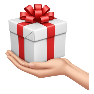one hand offering a present, simple, clear, no text sticker