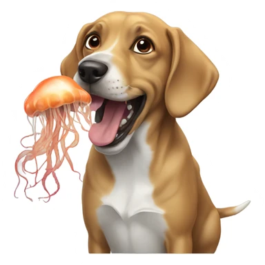 Dog eating a jellyfish sticker