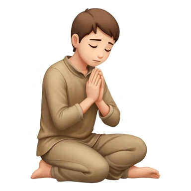 person kneeling and begging, hands clasped sticker