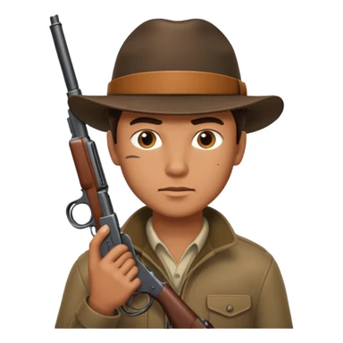 man hunter holding a gun, simple, clear expression sticker