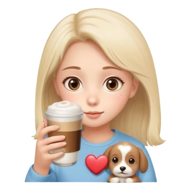 Cute girl with big puppy eyes asking her mom for Nescafe, holding a glass mug of instant coffee with foam on top, warm cozy home background, soft pastel colors, kawaii style, heart details, WhatsApp sticker style, transparent background sticker