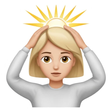 Hands on head sending a white beam from between eyes sticker