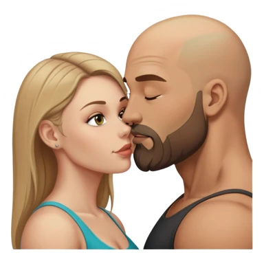 Beautiful dark blonde making out her muscular bald beard husband sticker