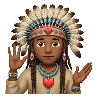 Black American man dark brown with dreads with a American Indian headdress with doing heart me sticker