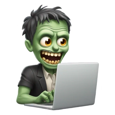 Handsome Zombie typing on laptop laughing sticker