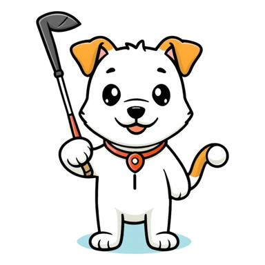 Dog with golf club sticker