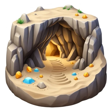 generate realistic detailed cave in 3d style with sand  sticker