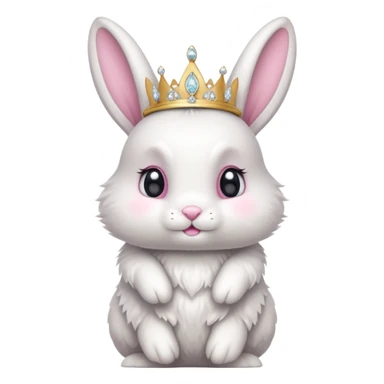 Rabbit King – fluffy white bunny with a small diamond tiara, standing
 sticker