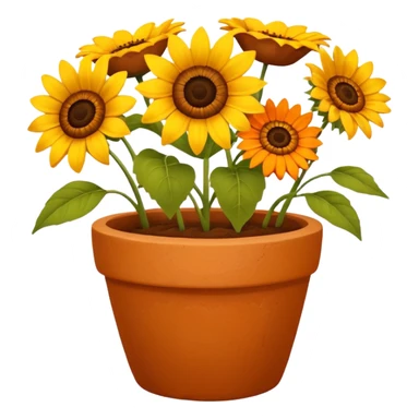 sun flowers in a clay pot sticker