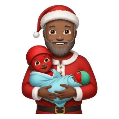 black Santa holding baby  sticker