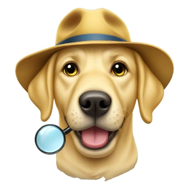 yellow lab dog with a magnifying glass and sleuth hat sticker