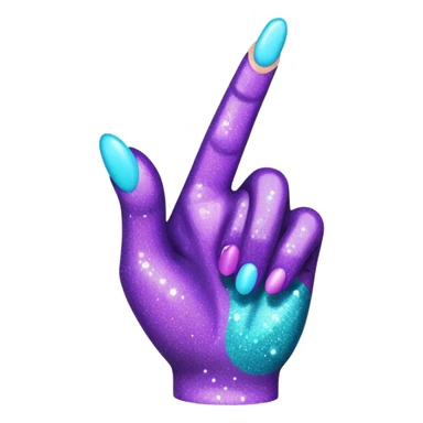 Glitter Roxo e Ciano Dedo apontando pro lado sticker