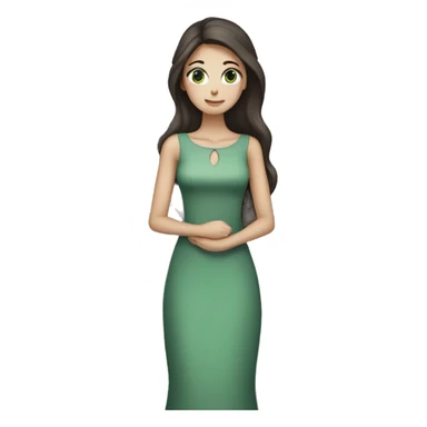 Beautiful skinny woman long dark brown hair in dress hug grey cat with green eyes sticker