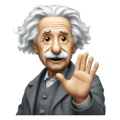 albert einstein with vawing hand sticker