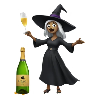 Witch Popping Champagne Bottle sticker