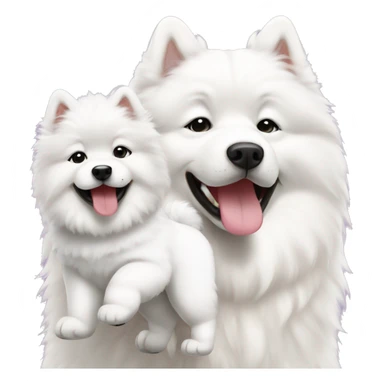 Mommy samoyed with puppy samoyed  sticker